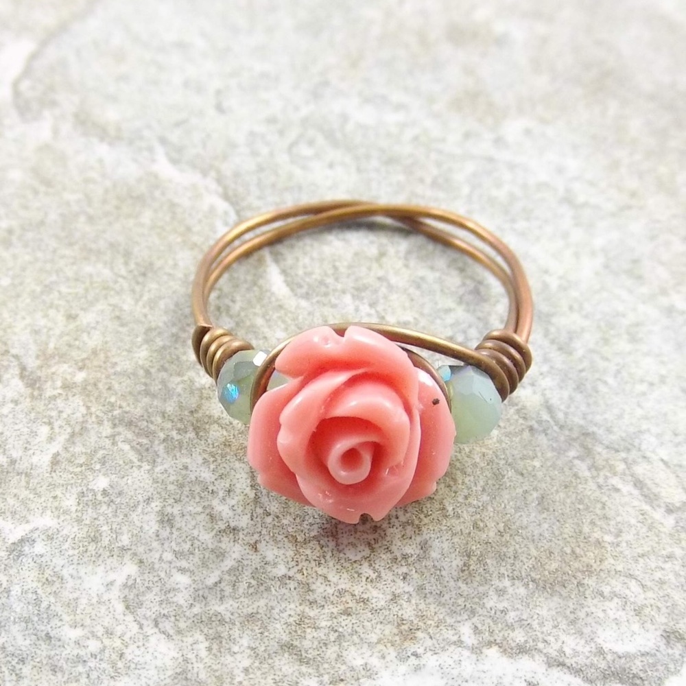 Peach rose ring